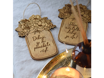 Dřevěná vázička - Děkuji, že mi pomáháte růst