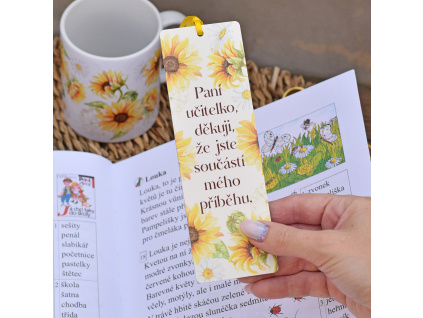 Záložka do knížky - Děkuji, že jste součástí mého příběhu. (slunečnice)