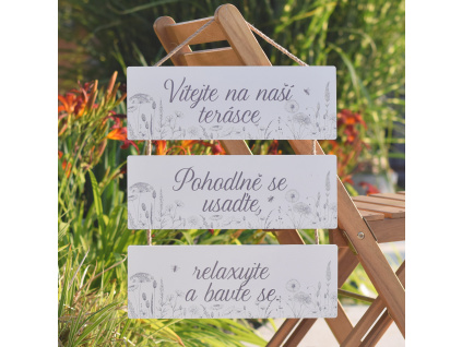 Provazová cedule - Vítejte na naší terásce LOUKA