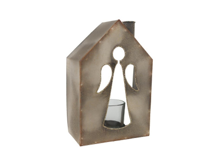 Dekorační svícen - domeček s andělem