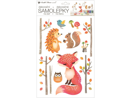 Samolepky na zeď se zvířátky 42 x 25 cm, podzim