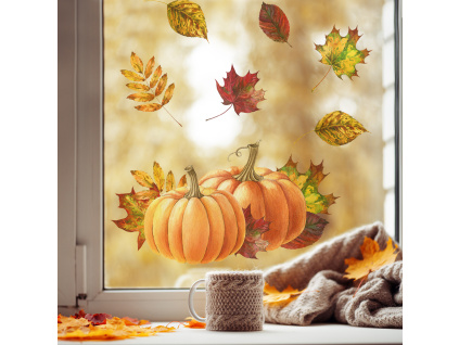 Samolepka na sklo - Dýně s listy