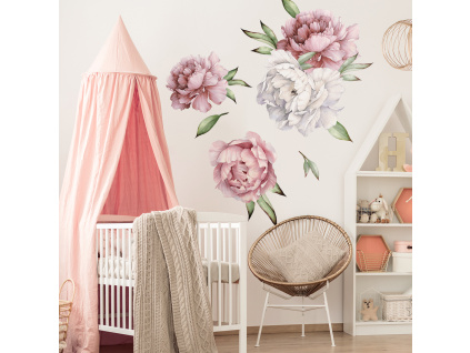 Samolepka na zeď - Pivoňky