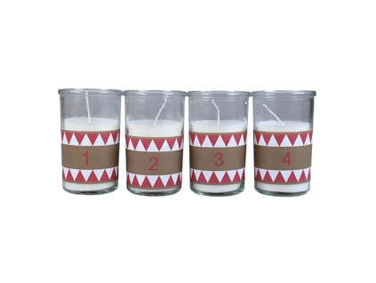 Set 4 adventních svíček ve skle - 10x6 cm