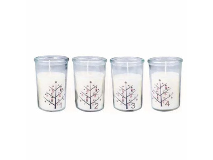 Sada adventních svíček - motiv vánočního stromečku
