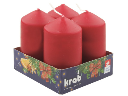 Adventní svíce bordó 40 x 80 mm - 4ks