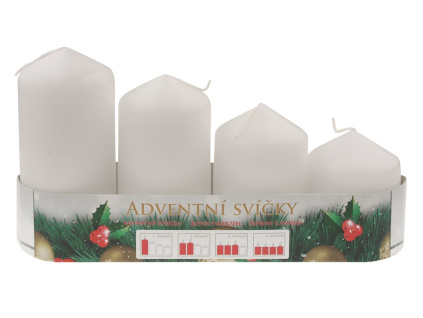 Adventní svíce - bílé, LAK, postupka - velké
