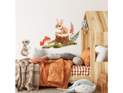 Samolepka na zeď - Zajíc a myška