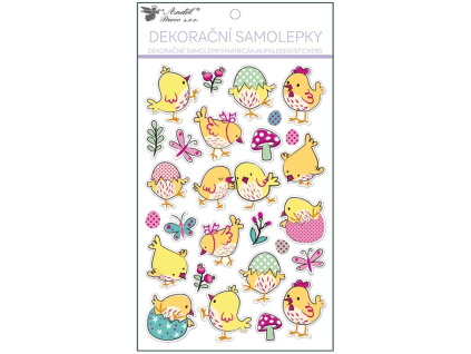 Samolepky kuřátka plastické 14,5 x 25 cm