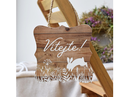 Dřevěná velikonoční cedulka - Vítejte
