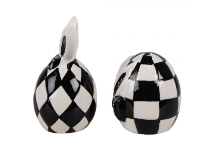 Porcelánové vajíčko se zajíčkem - Ø 5X7 CM, černá, bílá