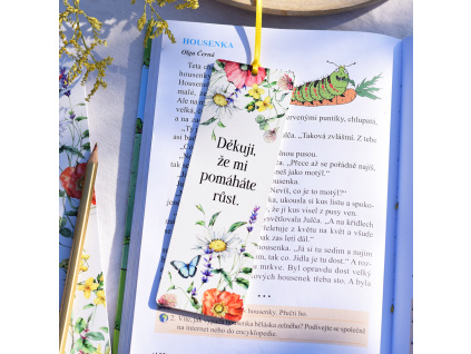 Záložka do knížky - Děkuji, že mi pomáháte růst. (Česká louka)