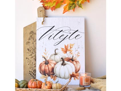 Podzimní cedule - Vítejte s dýněmi