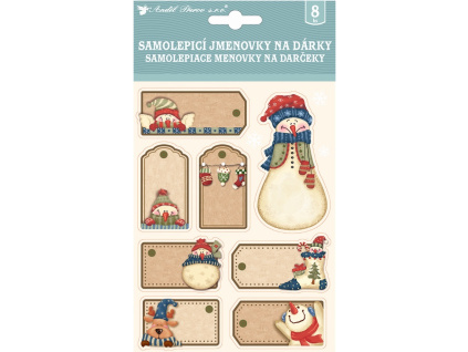 Jmenovky na dárky 3D béžové s glitry 8 ks 17x12,5 cm