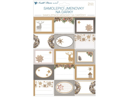 Samolepicí jmenovky na dárky s glitry 20 x 31,5 cm, 2 archy