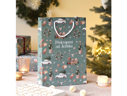 Vánoční dárková taška XXL - Překvapení od Ježíška (kolekce Teplo domova)