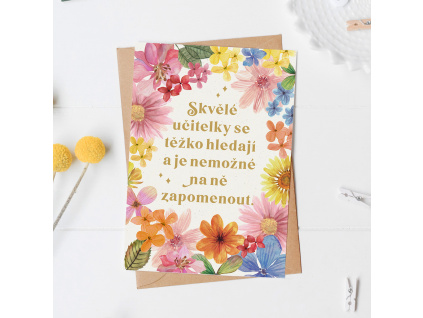 Přání s obálkou Barevná louka - Skvělé učitelky