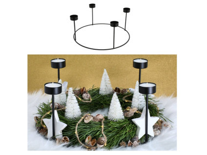 Černý kovový svícen na 4 čajové svíčky