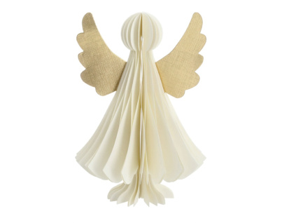 Papírový andílek, bílý - 18 cm