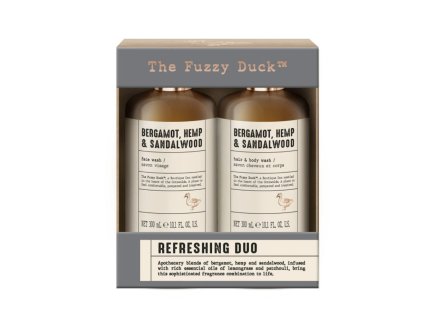 Bergamot, Hemp & Sandalwood - sada péče o tělo i vlasy a pleť, 2 ks praktický pánský dárkový set kosmetiky s vůní bergamotu, konopí a santalového dřeva, 2x300 ml