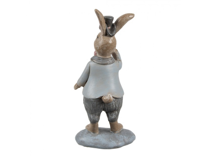 Dekorativní figurka králíka s kloboukem 13 cm