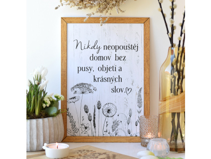 Luční cedule s rámem - Nikdy neopouštěj domov