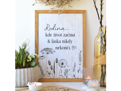 Luční cedule s rámem - Rodina... život & láska