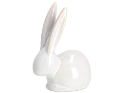 Keramický zajíček Tonja, délka 10 cm, šířka 6,5 cm, výška 13 cm, bílý
