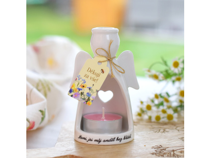 Porcelánový anděl na svíčku - Mami, jsi můj anděl bez křídel.