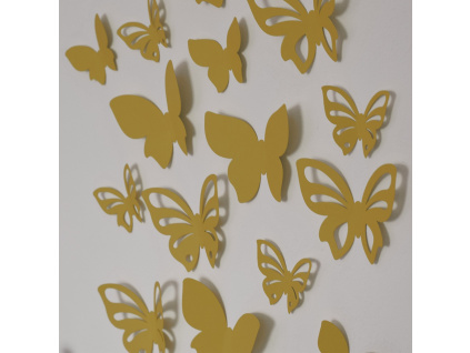 3D motýl - zlatá perleť (Varianta 3D motýl - zlatá perleť 2 kompletní sety (16 ks motýlů) Set)