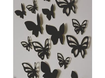 3D motýl - černá perleť (Varianta 3D motýl - černá perleť 3 kompletní sety (24 ks motýlů) Set)