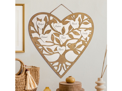 Dřevěné srdce XXL - rodinný strom (Varianta Dřevěné srdce XXL - rodinný strom 5 srdcí)