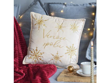Vyšívaný sametový polštář - Vánoce spolu (Varianta Vyšívaný sametový polštář - Vánoce spolu s výplní)