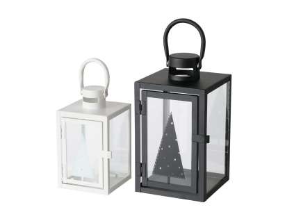 Kovová lucerna s vánočním stromečkem - 2 druhy (Varianta Kovová lucerna s vánočním stromečkem - 2 druhy B)