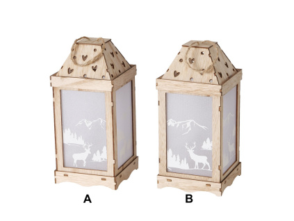 Dřevěná lucerna se sobem - 2 motivy (Varianta Dřevěná lucerna se sobem - 2 motivy B)