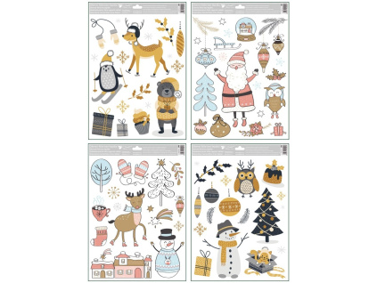 Okenní fólie vánoční barevná, glitr 30 x 42 cm (Varianta Okenní fólie vánoční barevná, glitr 30 x 42 cm D)