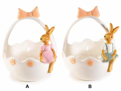 Keramický košík s králíčky - 2 druhy (Varianta Keramický košík s králíčky - 2 druhy B)