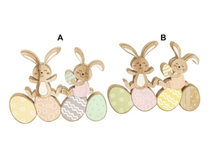 Velikonoční dekorace ze dřeva - sedící zajíčci, 2 druhy B (Varianta Velikonoční dekorace ze dřeva - sedící zajíčci, 2 druhy B)