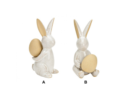 Keramický zajíček s vajíčkem - 2 druhy, 6x13x6cm (Varianta Keramický zajíček s vajíčkem - 2 druhy, 6x13x6cm B)