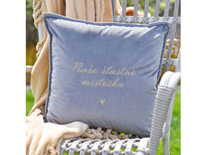 Sametový polštář - Naše šťastné místečko (Varianta Sametový polštář - Naše šťastné místečko s výplní výplň)