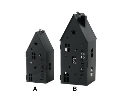 Kovový domeček na svíčku - černý, 2 velikosti (Varianta Kovový domeček na svíčku - černý, 2 velikosti A Varianta)
