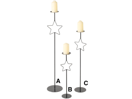 Kovový svícen s hvězdou - 3 velikosti (Varianta Kovový svícen s hvězdou - 3 velikosti C Varianta)