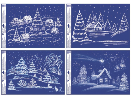 Okenní fólie česká zimní zasněžená krajina s glitry 35 x 50 cm (Varianta Okenní fólie česká zimní zasněžená krajina s glitry 35 x 50 cm D Varianta)