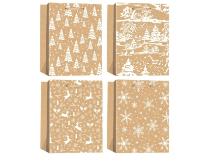 Taška kraftová vánoční s glitrem L 26 x 32 x 12 cm (Varianta Taška kraftová vánoční s glitrem L 26 x 32 x 12 cm D Varianta)