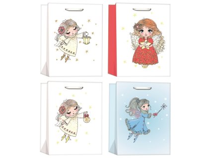 Taška dárková Andělky s glitrem L+ 30 x 42 x 12 cm (Varianta Taška dárková Andělky s glitrem L+ 30 x 42 x 12 cm D Varianta)