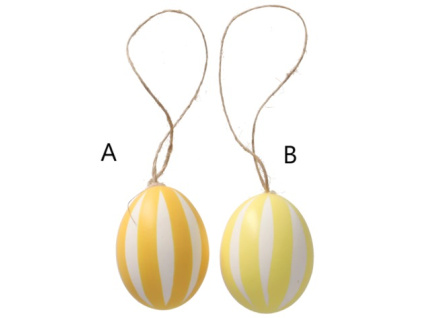 Vajíčko s pruhy - žluté, 8 cm - 2 druhy (Varianta Vajíčko s pruhy - žluté, 8 cm - 2 druhy A Varianta)