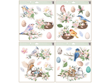 Okenní fólie ptáčci s glitry 30 x 33,5 cm (Varianta Okenní fólie ptáčci s glitry 30 x 33,5 cm A Varianta)