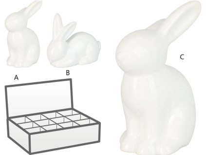 Zajíc keramika 55x45x85mm 3 druhy, bílá (Varianta Zajíc keramika 55x45x85mm 3 druhy, bílá B Varianta)