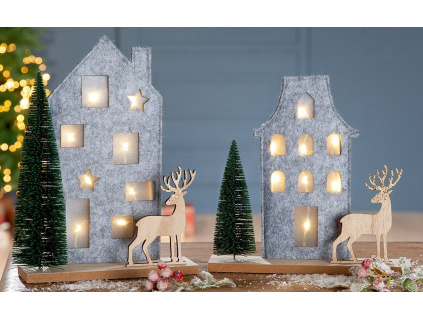 Filcový LED domeček s jelenem