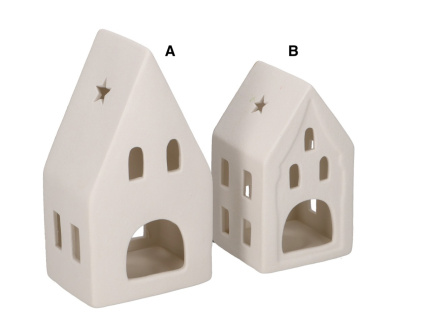 Keramický domeček, bílý - 2 druhy (Varianta Keramický domeček, bílý - 2 druhy B)
